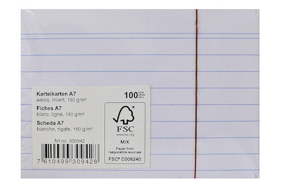 Image of Karteikarten A7 liniert weiss 180g 100 Blatt bei JUMBO