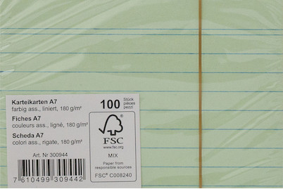 Image of Karteikarten A7 liniert farbig 180g 100B bei JUMBO