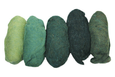 Image of Reine Schurwolle, meliert, Vlies, 5 Farben à 20g bei JUMBO