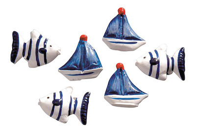 Image of Streuteile Fische / Schiffe 6 St blau / weiss bei JUMBO