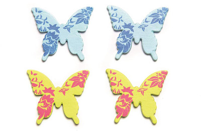 Image of Streuteile Schmetterling 9 St 30 mm, hellblau / gelb bei JUMBO