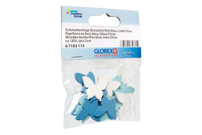 Image of Schmetterlinge Streuteile Holz 18 St. 2 cm blau Sperrholz Linde bei JUMBO