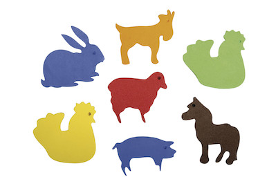 Image of Moosgummi Stanzteile Bauernhof, 2,8-5,0cm, selbstklebend, SB-Btl 80Stück bei JUMBO