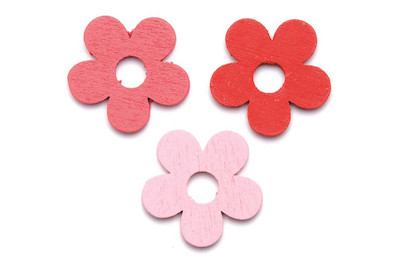 Image of Blumen Streuteile Holz 18St 2 cm rot Sperrholz Linde bei JUMBO