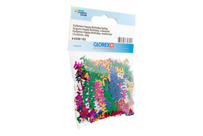 Image of Pailletten Happy Birthday farbig 15 x 30 mm bei JUMBO