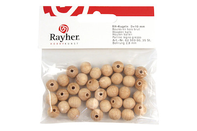 Image of Rohholz-Kugeln, durchgebohrt, 50mm ø, 8 mm Bohrung, SB-Btl 2Stück bei JUMBO