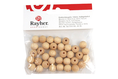 Image of Rohholz-Kugeln, halbgebohrt, 50mm ø, SB-Btl 2Stück bei JUMBO