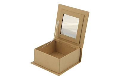 Image of Pappm. Schmuck-Schatulle FSCRecycled100%, 9,5x9,5x4,5cm, mit Spiegel, Quadrat bei JUMBO