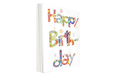 Image of Servietten Flower Birthday 33x33cm bei JUMBO