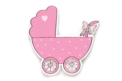 Image of Holzsticker Kinderwagen rosa 6St Linde bei JUMBO