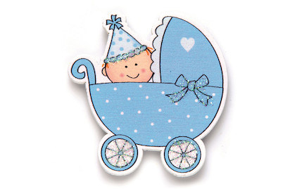 Image of Holzsticker Baby+Kinderwagen blau 6St Linde bei JUMBO