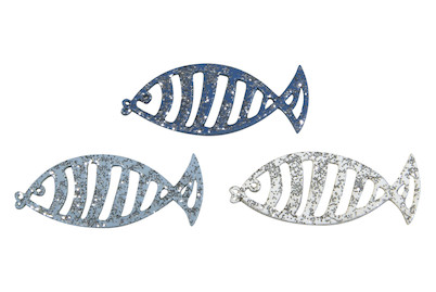 Image of Holz Streuteile Fische, 3x1,3cm, m.Glitter,3 Fb., SB-Btl 15Stück bei JUMBO
