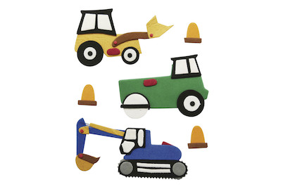 Image of Deko-Sticker: Bagger/Traktor, m. Klebepunkt, SB-Btl 6Stück