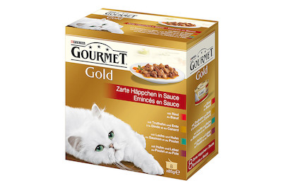 Image of Gourmet Gold Katzenfutter in Sauce Fleisch assortiert 8x85g bei JUMBO
