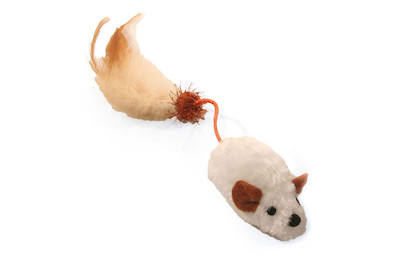 Image of Swisspet Fellmaus mit Feder weiss bei JUMBO