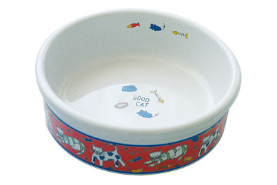 Image of Katzennapf Keramik, rot/weiss bei JUMBO