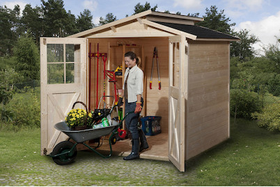 Image of Weka Blockbohlenhaus 19 mm Trend (198 x 148 cm), holz natur bei JUMBO