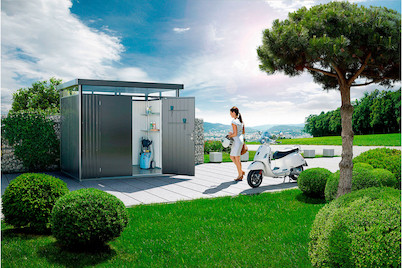 Image of Biohort Gerätehaus High Line H2 Doppeltür (275 x 195 cm), stahl grau-metallic bei JUMBO