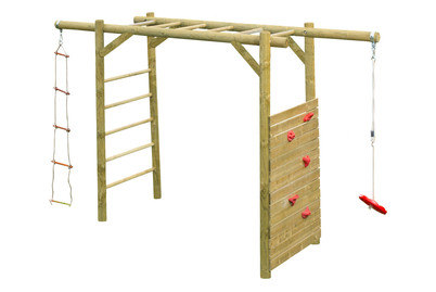 Image of Spielanlage Marta inkl. Kletterwänden mit Tellerschaukel und Strickleiter 352x104x230cm, holz bei JUMBO