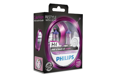 Image of Philips ColorVision Halogenlampe H4, pink, 2 Stück bei JUMBO