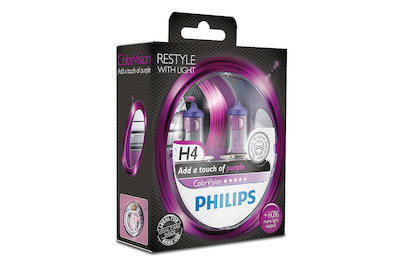 Image of Philips ColorVision Halogenlampe H4, pink, 2 Stück