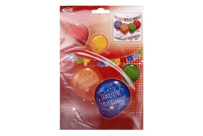 Image of Dekorationsset Happy Birthday Luftballons & Girlande