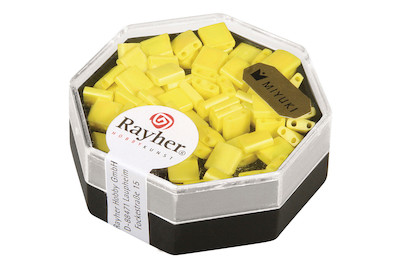 Image of Miyuki-Perle Tila, m. Doppelloch ø0,8mm, 5x5x1,9mm, opak, gefr., regenb., Dose 5g bei JUMBO