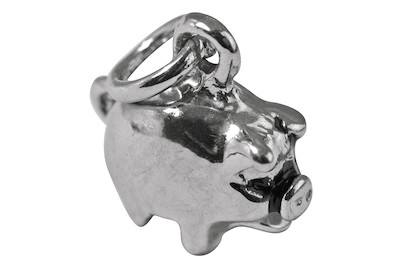 Image of Metall-Anhänger Glücksschwein , 11mm, 11mm, Öse 2,5mm ø, lose bei JUMBO