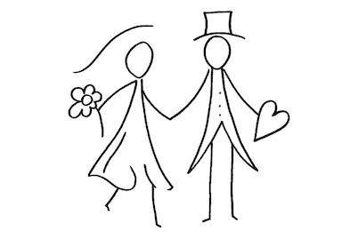 Image of H.- Stempel Strichmännchen Brautpaar kl., 4x4cm bei JUMBO