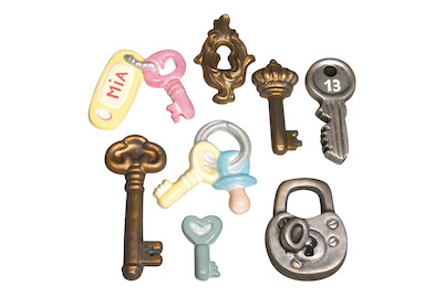 Image of Giessform: Glücks-Schlüssel, 8 Motive, 3,5-7cm, Grösse: 23,2x18,3cm bei JUMBO