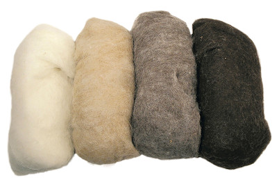 Image of Reine Schurwolle, meliert, Vlies, 4 Farben à 25g bei JUMBO