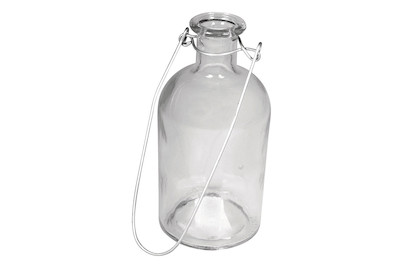 Image of Glas Flasche, 6,2cm ø, 13,5cm, mit Metall Hänger bei JUMBO