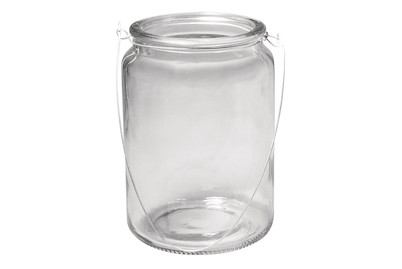 Image of Glas Gefäss mit Henkel, 10cm ø, Höhe:14,5,ø oben:7,5cm (Öffnung)