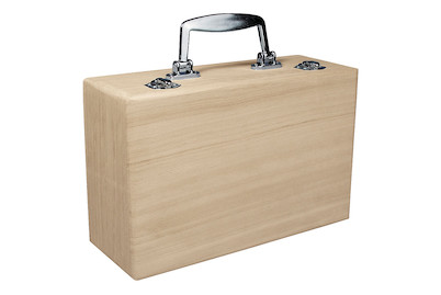 Image of Holz-Koffer mit Kunsstoffgriff, 25x16x9cm bei JUMBO