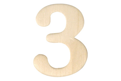 Image of Holz-Zahl 3, 4 cm bei JUMBO