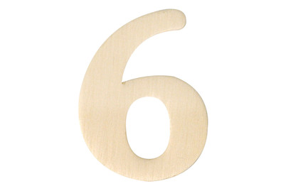 Image of Holz-Zahl 6, 4 cm bei JUMBO