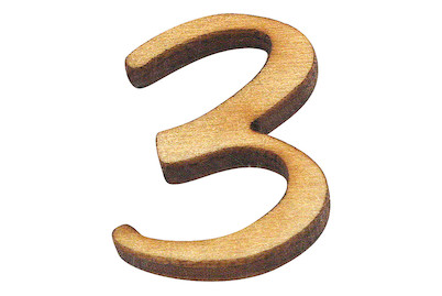 Image of Holz-Zahl 3 2 cm bei JUMBO