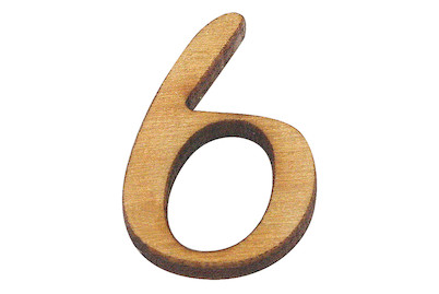 Image of Holz-Zahl 6 2 cm bei JUMBO