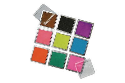 Image of Scrapbooking Stempelkissen-Set, 3,5x3,5 cm, Set 9 Farben bei JUMBO