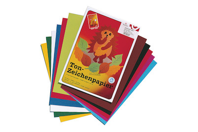 Image of Tonzeichenpapier, DIN A4, 130 g/m2, Block 20 Blatt, 10 Farben bei JUMBO