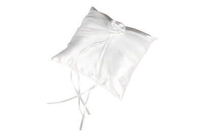 Image of Satin Ringkissen 18x18 cm mit Tülldeko bei JUMBO