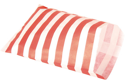 Image of Papiertütchen Lebensmittelecht, rot gestreift, SB-Btl 25Stück bei JUMBO