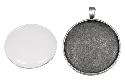 Image of Metall- Fassung: Anhänger, 3,7cm ø, m. Cabochon, SB-Btl 1Set bei JUMBO