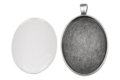 Image of Metall- Fassung: Anhänger, 3,2x4,2cm, m. Cabochon, SB-Btl 1Set bei JUMBO