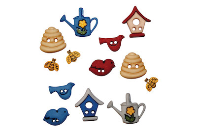 Image of Knöpfe - Vögel u. Bienen, 1-2,5cm, SB-Btl 13Stück bei JUMBO