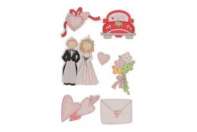 Image of Holzsticker Hochzeitsdeko 7 St m. Auto 13 - 55 mm bei JUMBO