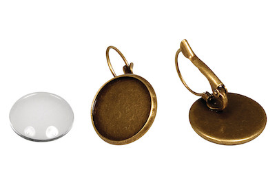 Image of Metall- Fassung: Ohrring, 1,7cm ø, m. Cabochon, SB-Btl 1Paar bei JUMBO