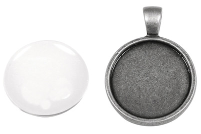 Image of Metall- Fassung: Anhänger, 2,2cm ø, m. Cabochon, SB-Btl 1Set bei JUMBO