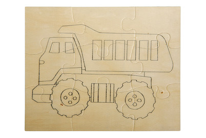 Image of Holz Puzzle Lastwagen, FSC 100%, 17,6x14,7cm, zum ausmalen, SB-Btl 1Stück bei JUMBO