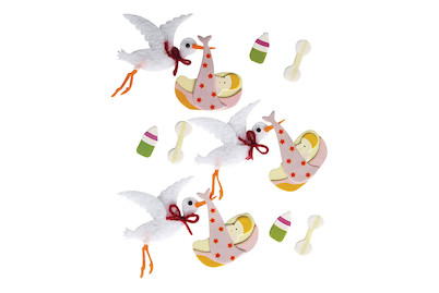 Image of Deko-Sticker: Baby Storch, m. Klebepunkt, SB-Btl 12Stück bei JUMBO